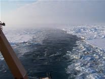 The path cut by USCGC Healy. Photo by C.Ladd