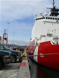 USCGC Healy at the Coast Guard dock in Seattle prior to the 2008 Ice Expedition.