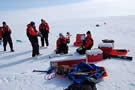 EcoFOCI scientists at an ice station in the Bering Sea, April 7. Photo by N.Kachel