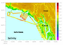 Along-track salinity data, SE Alaska, Gulf of Alaska